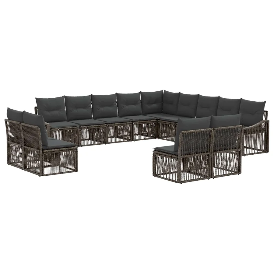 Ensemble de canapé de jardin 13 pcs Gris polyrotin