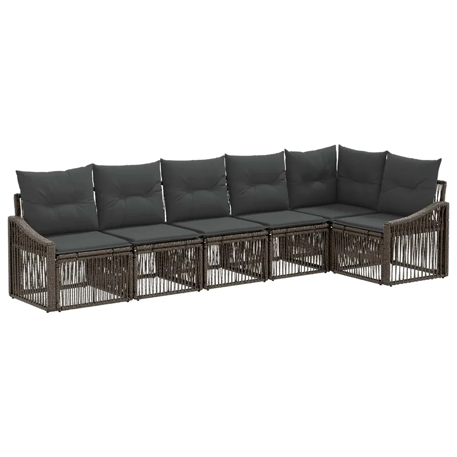 Ensemble de canapé de jardin 6 pcs Gris polyrotin - 2