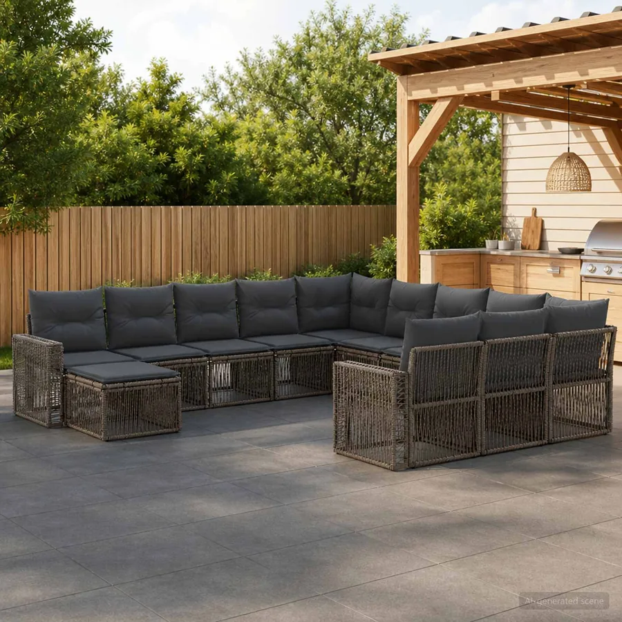 Ensemble de canapé de jardin 12 pcs Gris et Gris foncé