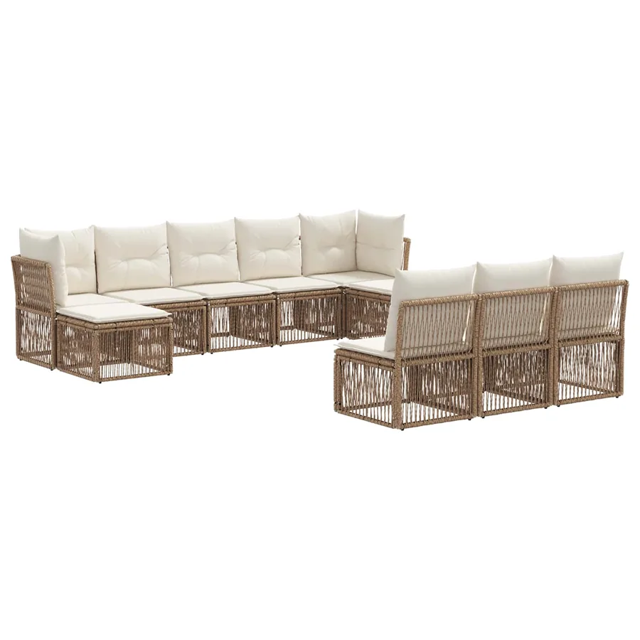 Ensemble de canapé de jardin 10 pcs Beige polyrotin - 2