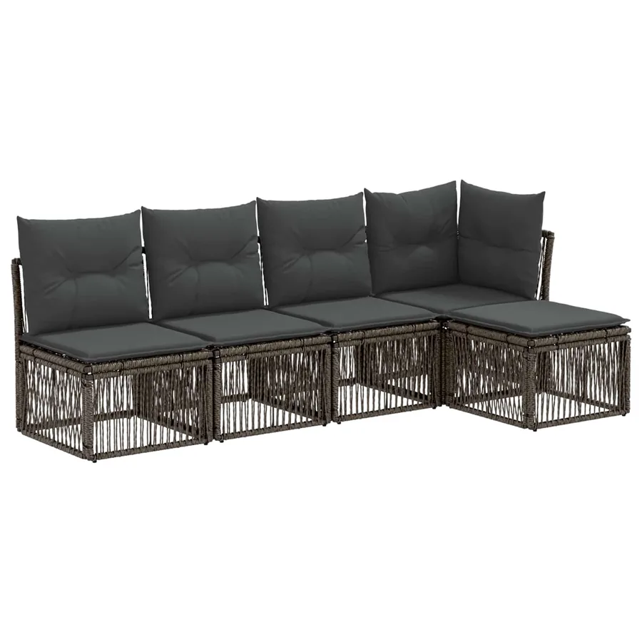 Ensemble de canapé de jardin 5 pcs Gris polyrotin - 2