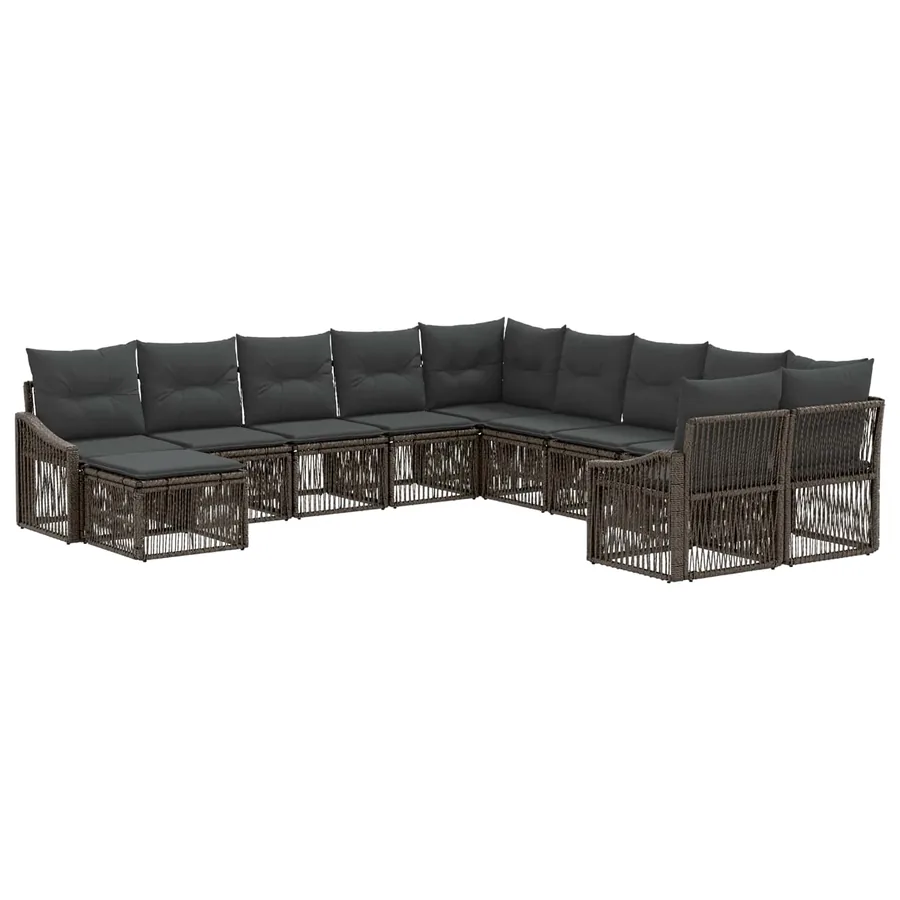Ensemble de canapé de jardin 11 pcs Gris polyrotin