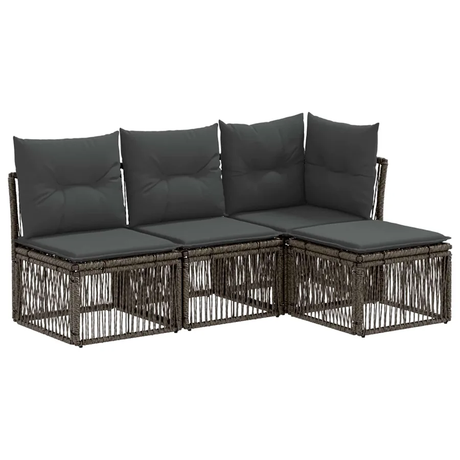 Ensemble de canapé de jardin 4 pcs Gris polyrotin - 2