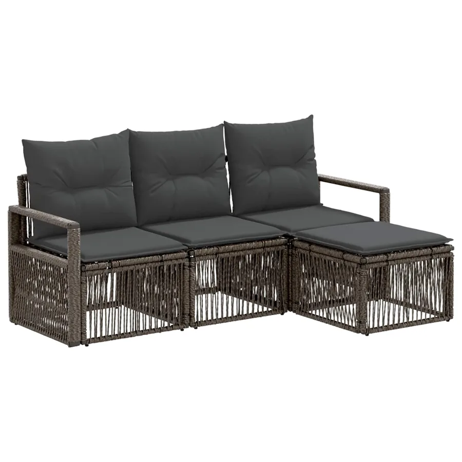 Ensemble de canapé de jardin 4 pcs Gris polyrotin - 2