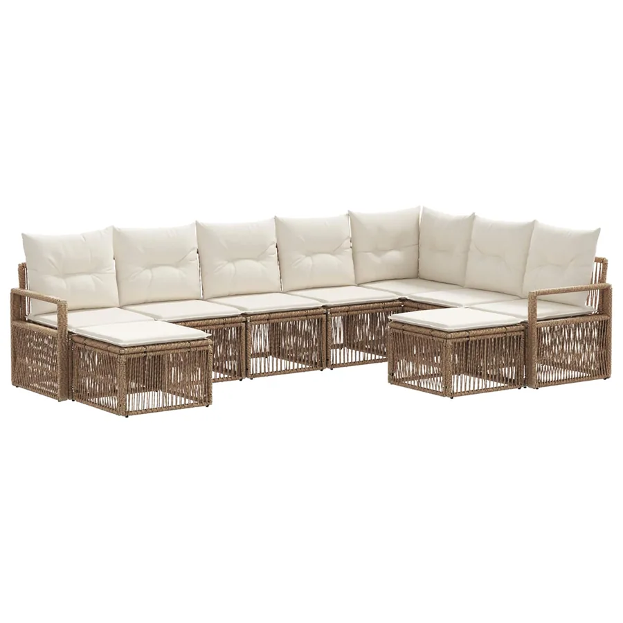 Ensemble de canapé de jardin 9 pcs Beige polyrotin - 2