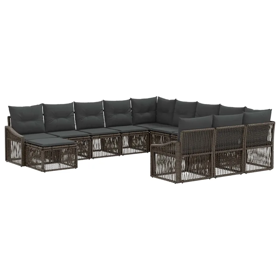 Ensemble de canapé de jardin 12 pcs Gris polyrotin - 2