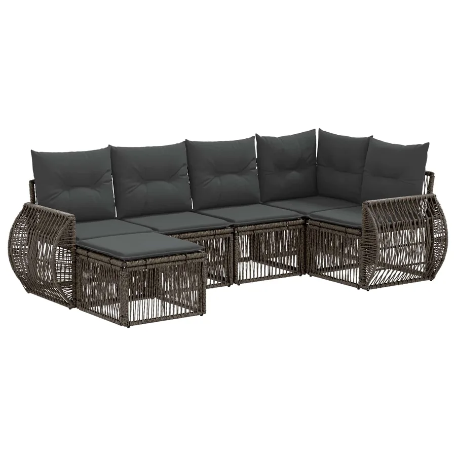 Ensemble de canapé de jardin 6 pcs Gris et Gris foncé polyrotin - 2