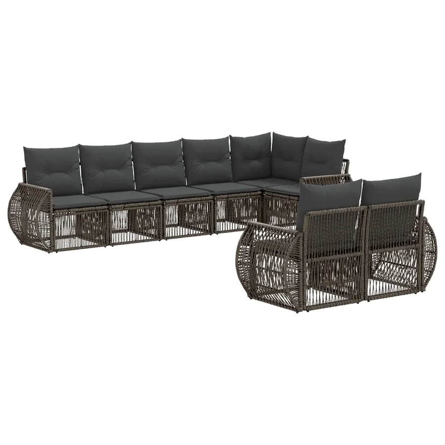 Ensemble de canapé de jardin 8 pcs Gris et Gris foncé polyrotin - 2
