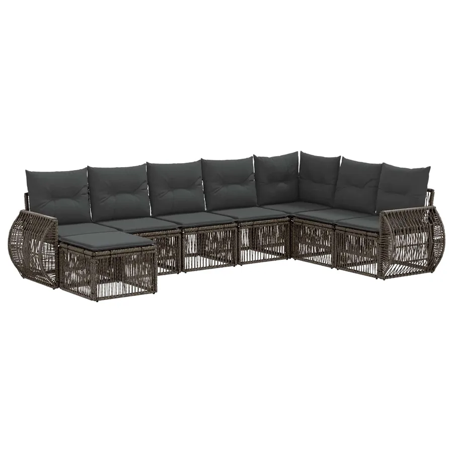 Ensemble de canapé de jardin 8 pcs Gris et Gris foncé polyrotin - 2
