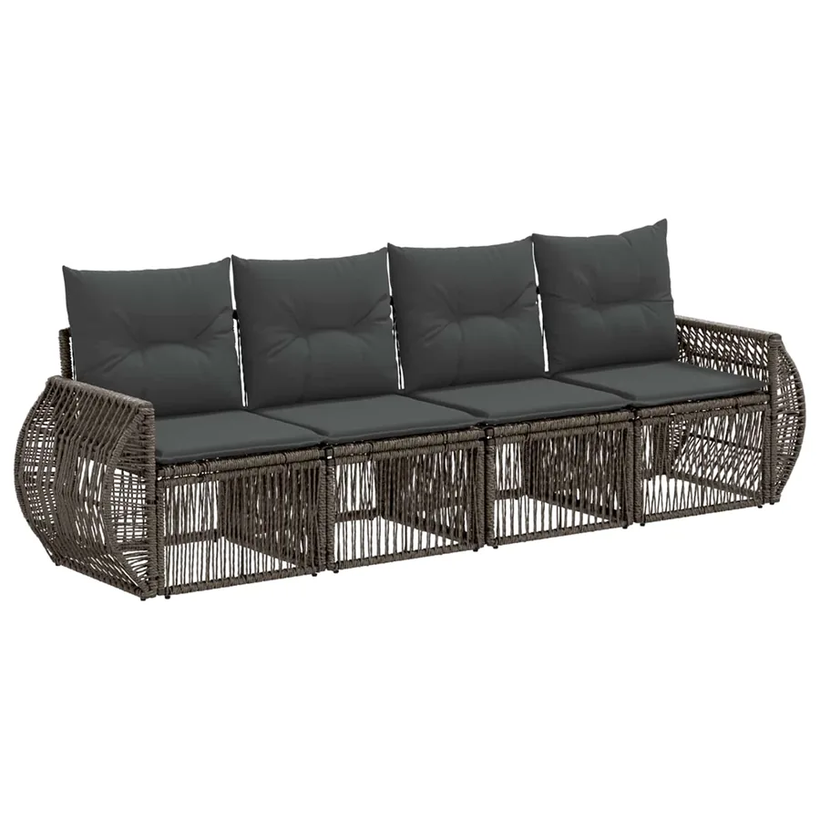 Ensemble de canapé de jardin 4 pcs Gris et Gris foncé polyrotin - 2
