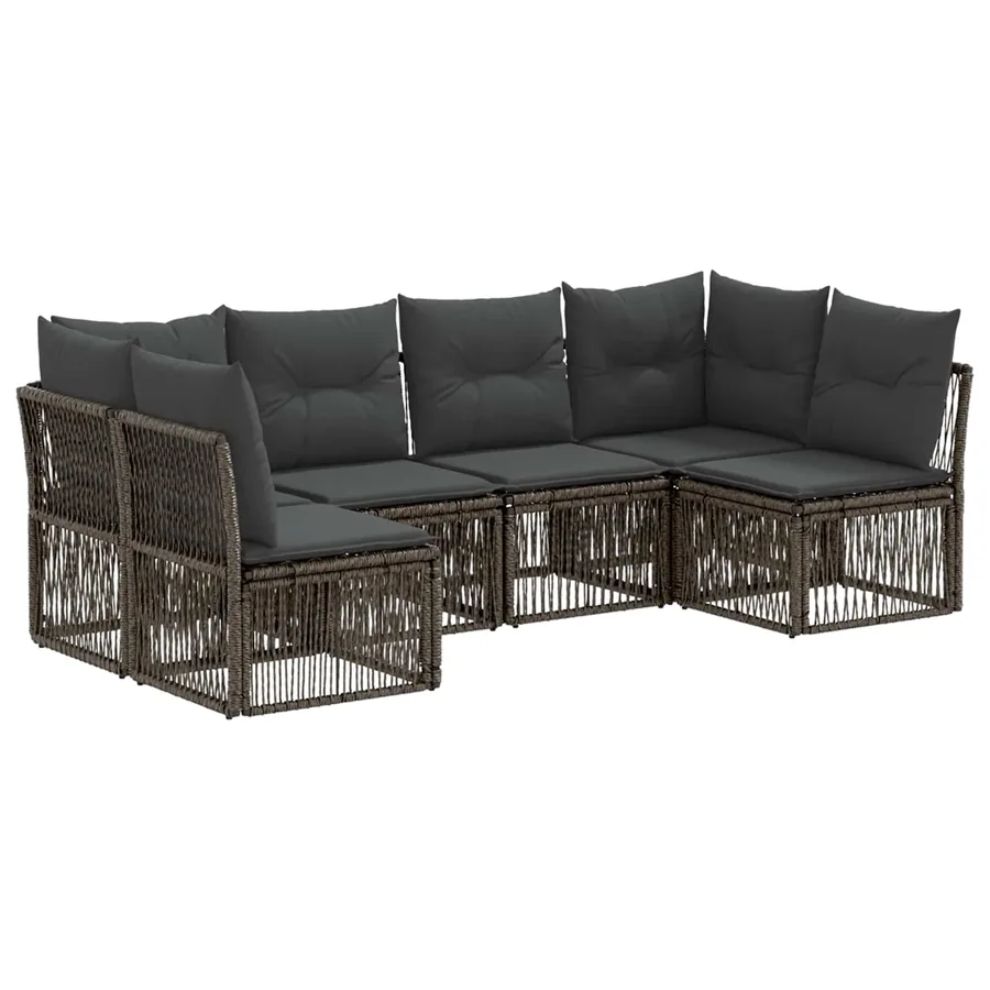 Ensemble de canapé de jardin 6 pcs Gris polyrotin