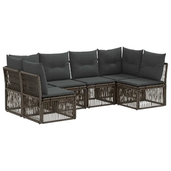 Ensemble de canapé de jardin 6 pcs Gris polyrotin