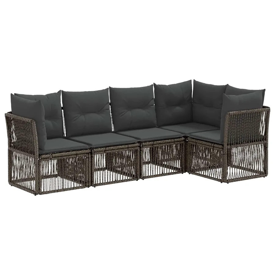 Ensemble de canapé de jardin 5 pcs Gris polyrotin - 2