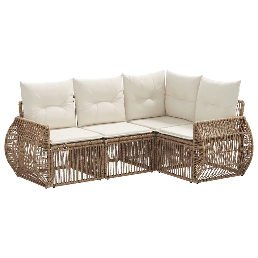 Ensemble de canapé de jardin 4 pcs Beige et blanc crème - 2