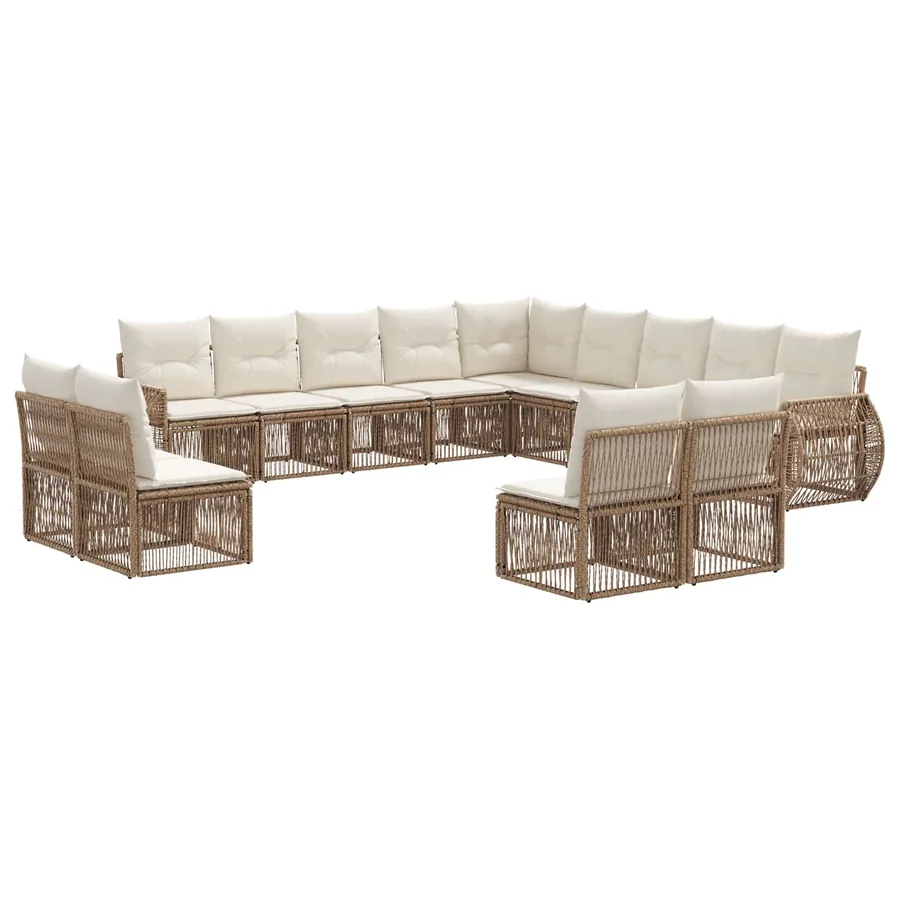 Ensemble de canapé de jardin 13 pcs Beige et blanc crème
