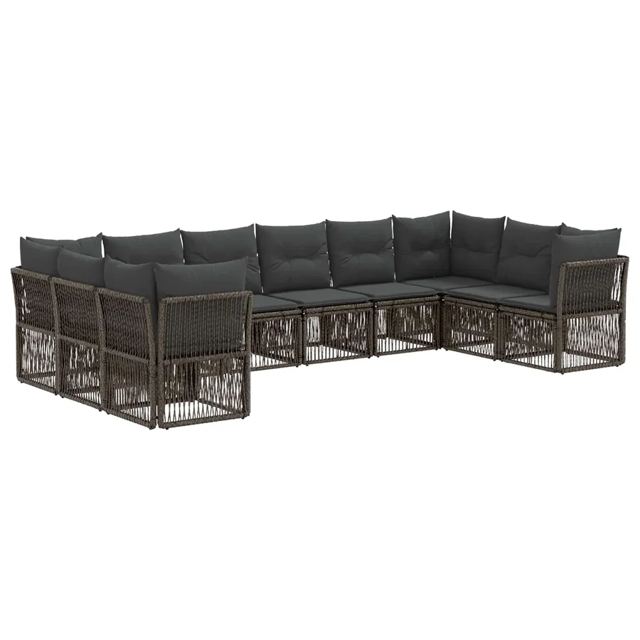 Ensemble de canapé de jardin 10 pcs Gris polyrotin - 2