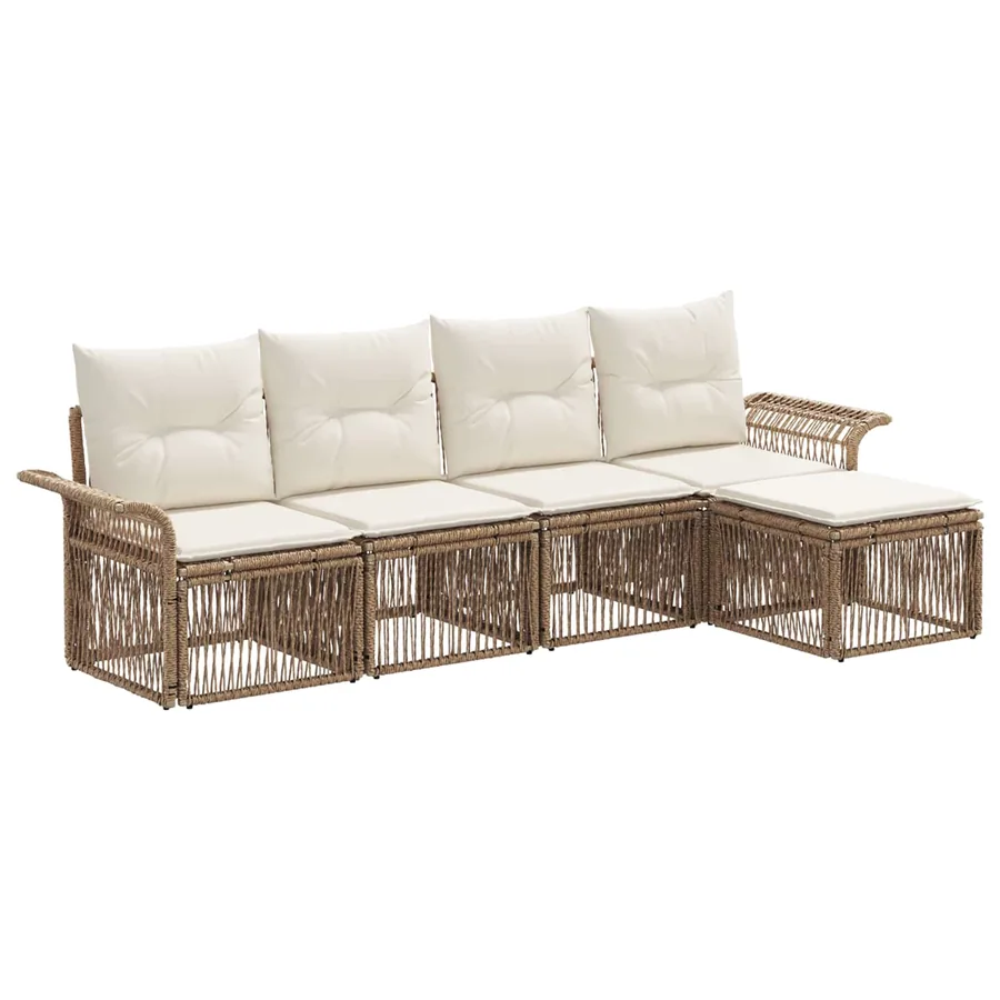 Ensemble de canapé de jardin 5 pcs Beige polyrotin - 2