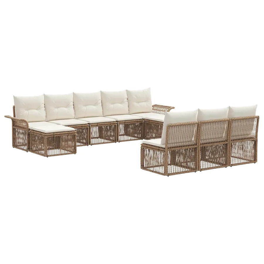 Ensemble de canapé de jardin 10 pcs Beige polyrotin - 2