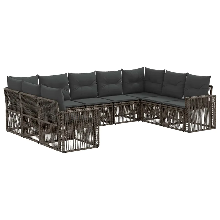 Ensemble de canapé de jardin 9 pcs Gris et Gris foncé polyrotin - 2