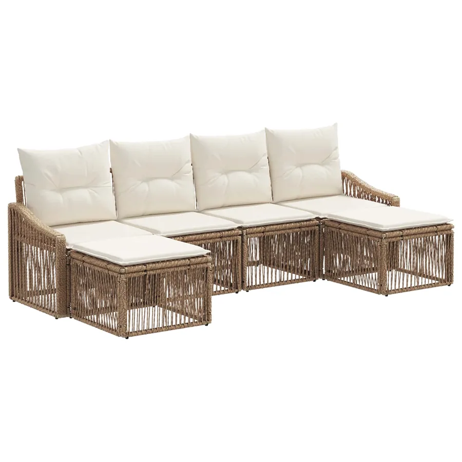 Ensemble de canapé de jardin 6 pcs Beige polyrotin - 2