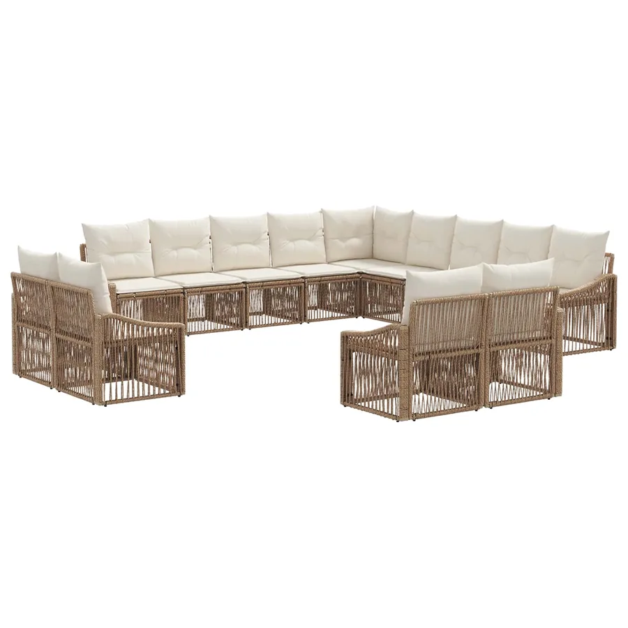 Ensemble de canapé de jardin 13 pcs Beige polyrotin - 2