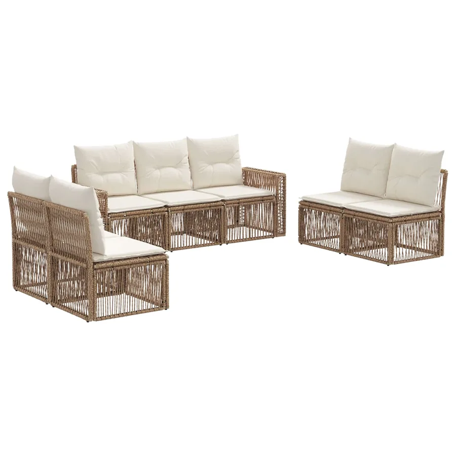 Ensemble de canapé de jardin 7 pcs Beige et blanc crème - 2