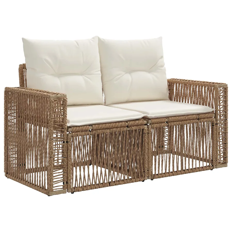 Ensemble de canapé de jardin 7 pcs Beige et blanc crème - 4