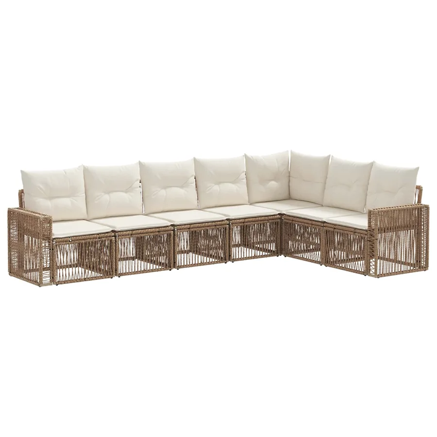 Ensemble de canapé de jardin 7 pcs Beige et blanc crème - 2