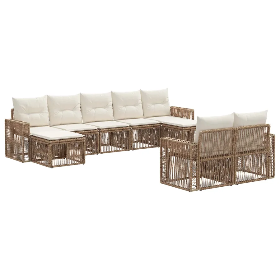 Ensemble de canapé de jardin 9 pcs Beige et blanc crème - 2