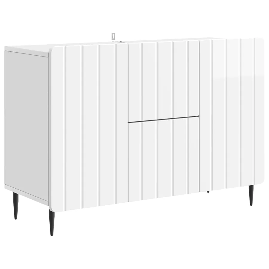 Buffet Blanc brillant 89 x 34,5 x 62 cm Bois d'ingénierie - 2