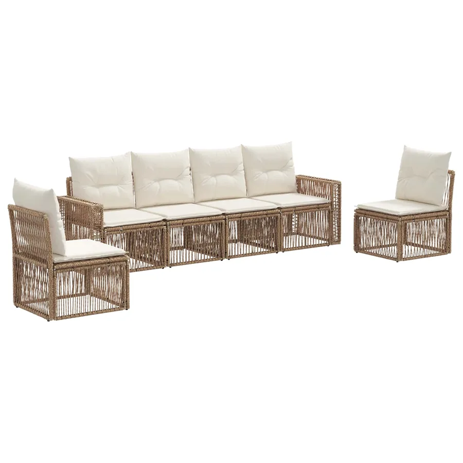 Ensemble de canapé de jardin 6 pcs Beige et blanc crème - 2