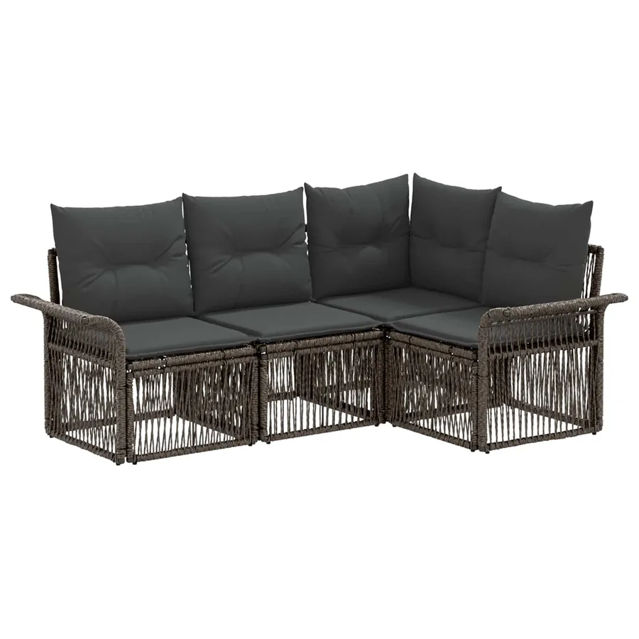 Ensemble de canapé de jardin 4 pcs Gris polyrotin - 2