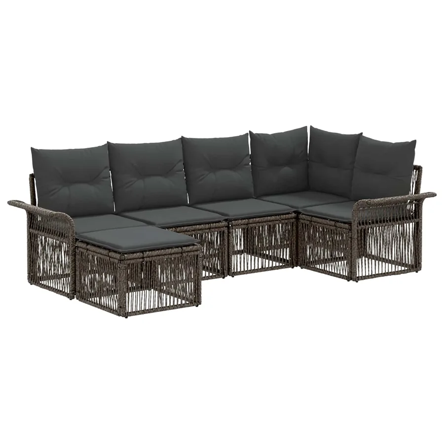 Ensemble de canapé de jardin 6 pcs Gris polyrotin - 2