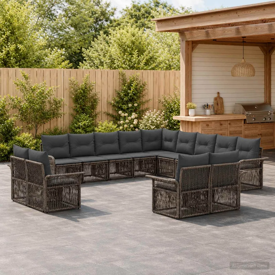 Ensemble de canapé de jardin 13 pcs Gris et Gris foncé