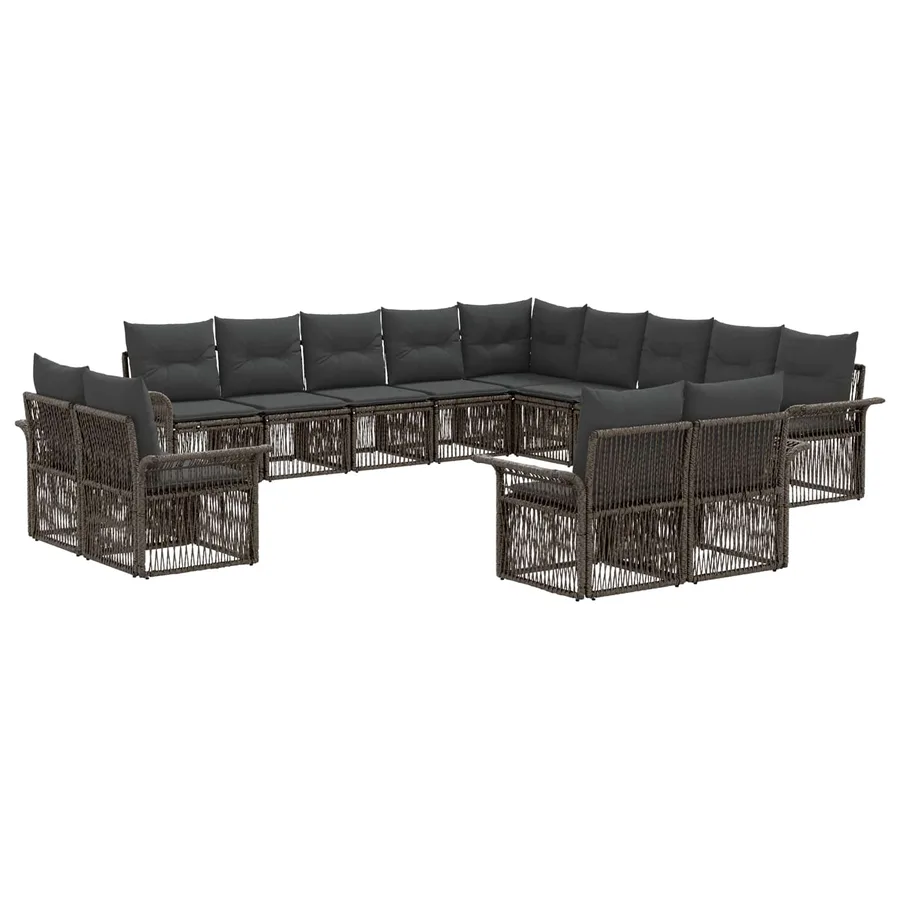 Ensemble de canapé de jardin 13 pcs Gris et Gris foncé - 2