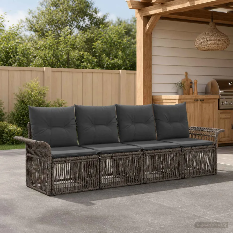 Ensemble de canapé de jardin 4 pcs Gris polyrotin