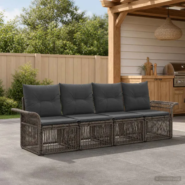 Ensemble de canapé de jardin 4 pcs Gris polyrotin