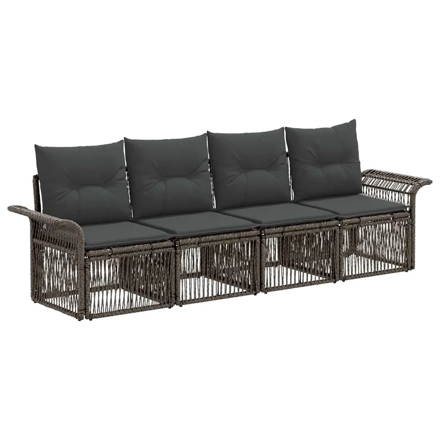 Ensemble de canapé de jardin 4 pcs Gris polyrotin - 2
