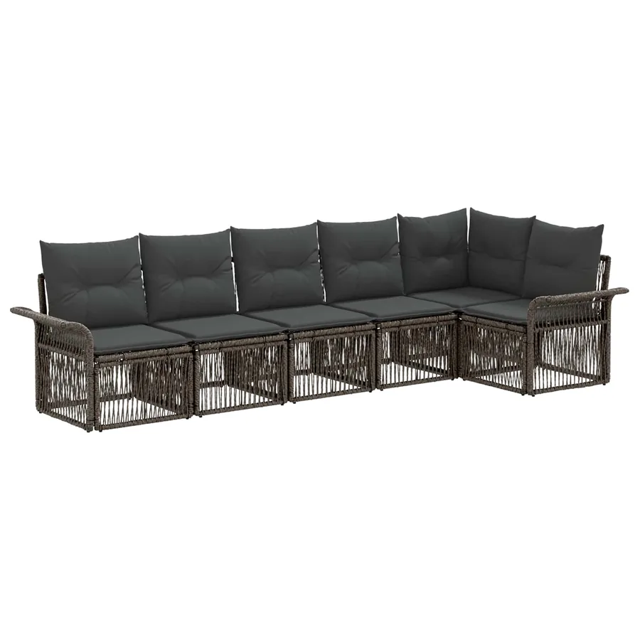 Ensemble de canapé de jardin 6 pcs Gris polyrotin