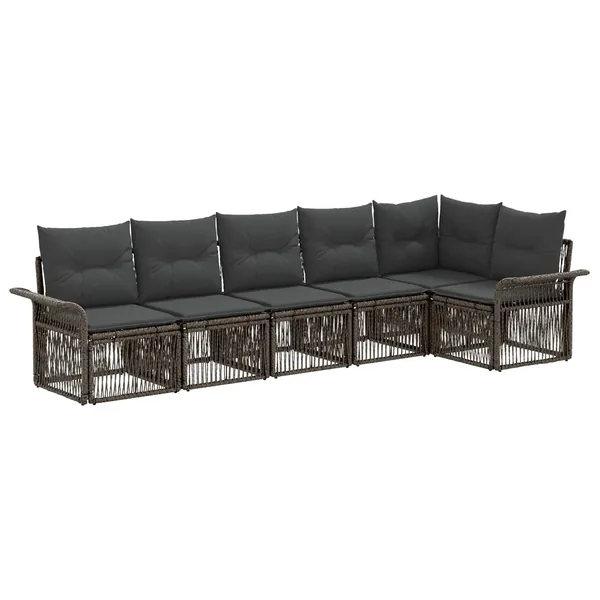 Ensemble de canapé de jardin 6 pcs Gris polyrotin