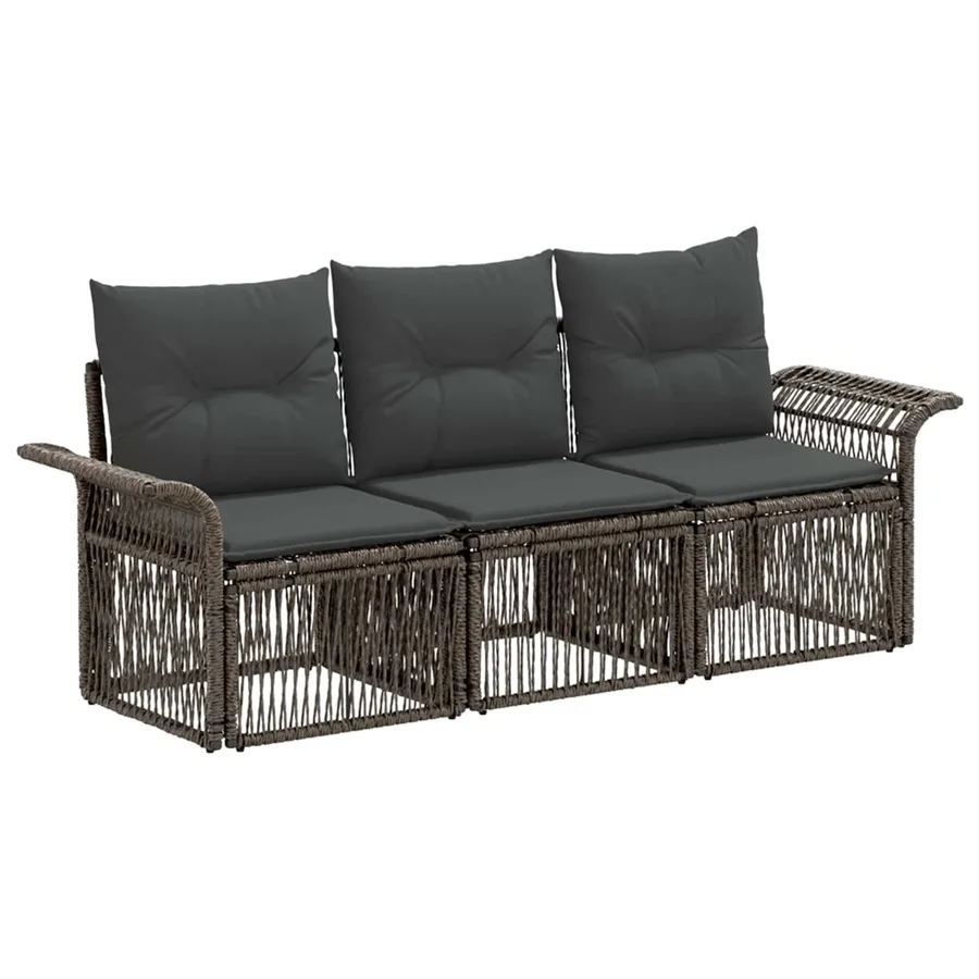 Ensemble de canapé de jardin 3 pcs Gris polyrotin - 2