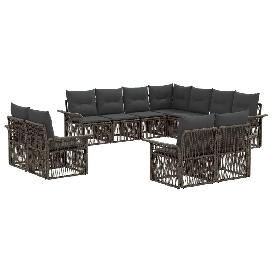 Ensemble de canapé de jardin 11 pcs Gris et Gris foncé - 2