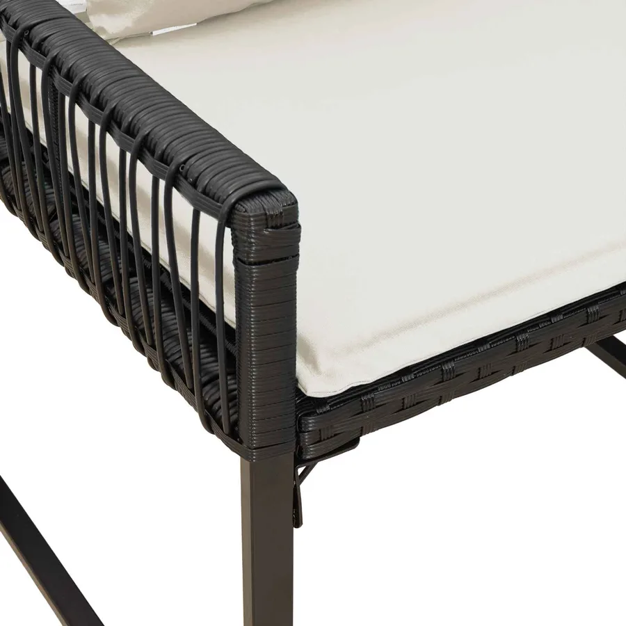 Ensemble de meubles d'extérieur 4 pcs Noir et blanc crème - 11