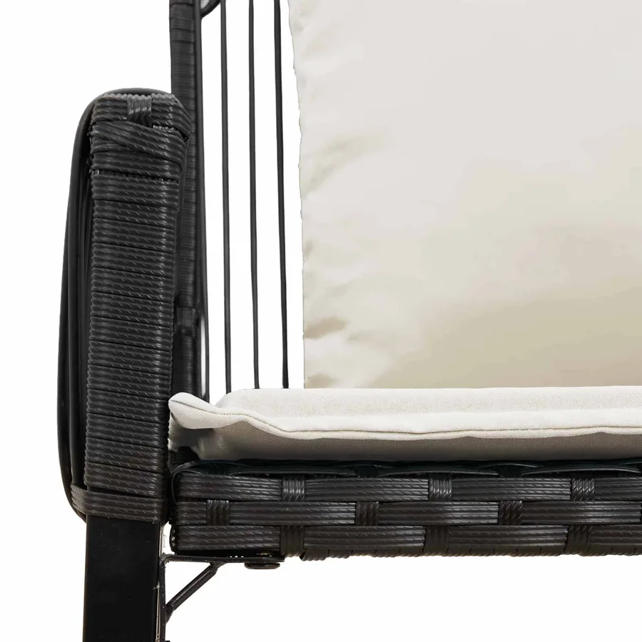 Ensemble de meubles d'extérieur 4 pcs Noir et blanc crème - 12