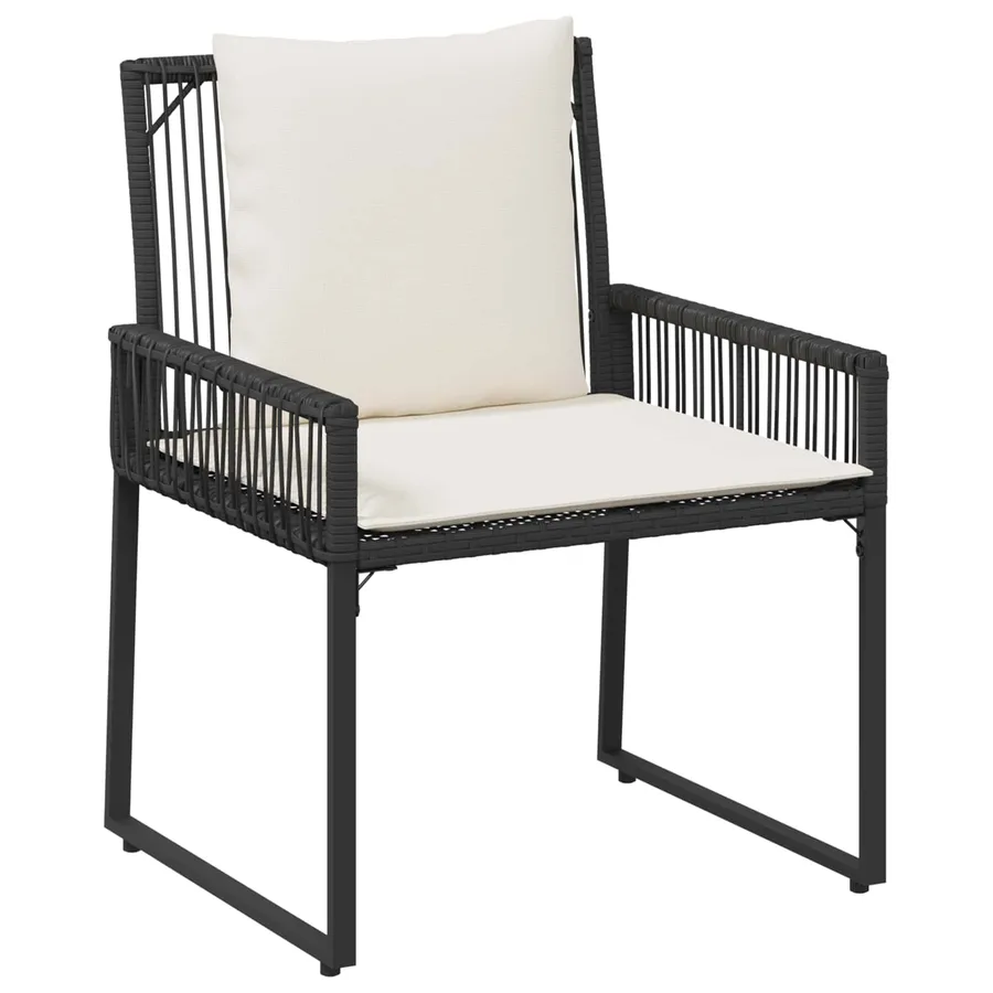 Ensemble de meubles d'extérieur 4 pcs Noir et blanc crème - 5