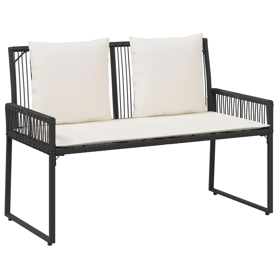 Ensemble de meubles d'extérieur 4 pcs Noir et blanc crème - 6