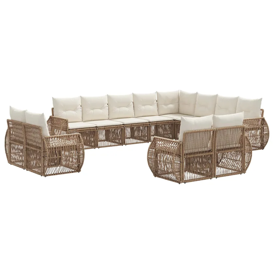 Ensemble de canapé de jardin 12 pcs Beige et blanc crème - 2