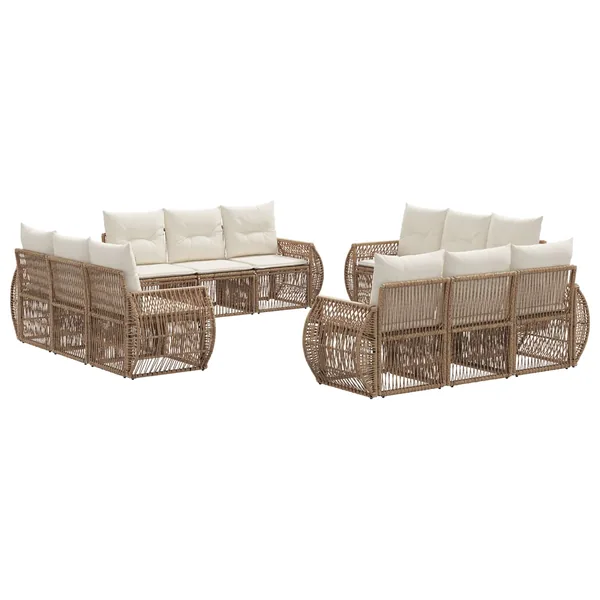 Ensemble de canapé de jardin 12 pcs Beige et blanc crème