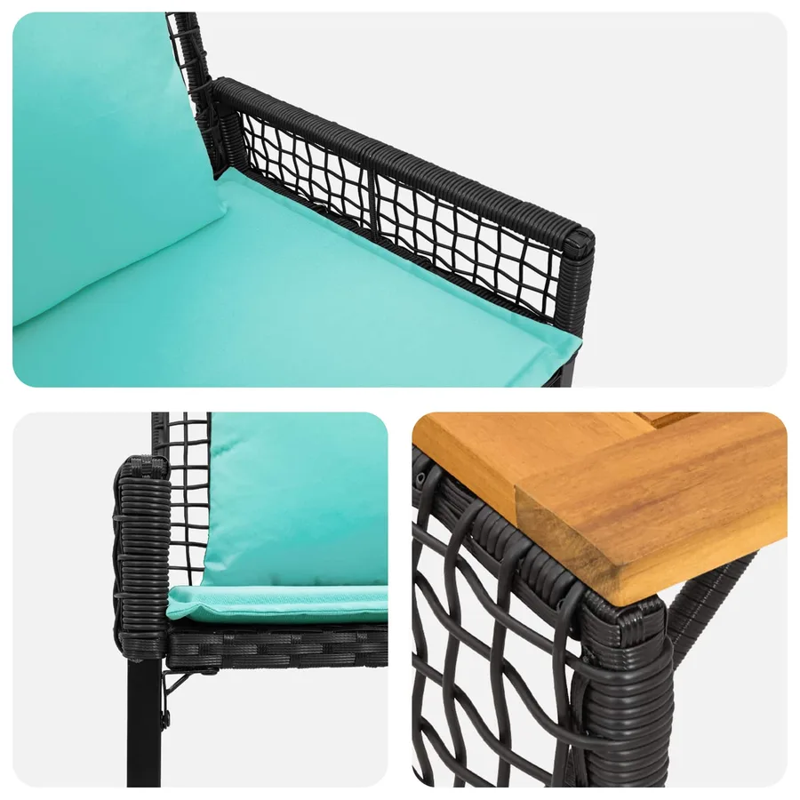 Ensemble de meubles d'extérieur 4 pcs Noir et turquoise - 10