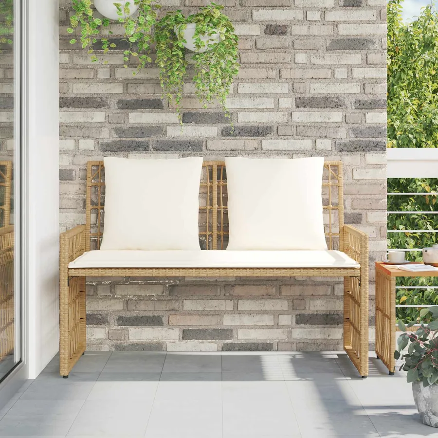 Banc extérieur Uni Naturel et Crème 116 x 55 x 82 cm - 3